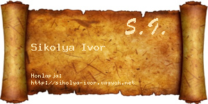 Sikolya Ivor névjegykártya